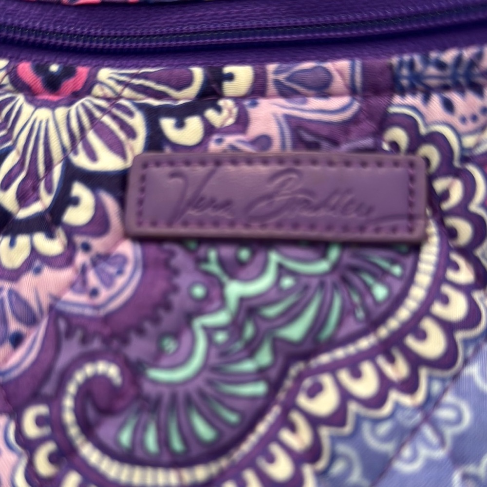 Vera Bradley Purple and Green Paisley duffle 14” deep, 22”x10.5”Measured empty.